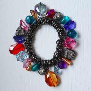 Vibrant Multi-Color Beaded Charm Bracelet